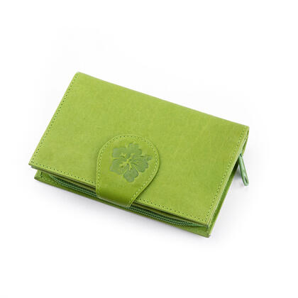 Dámská  kožená peněženka KVĚT zelená