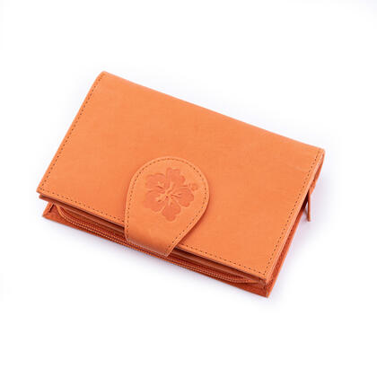 Dámská kožená peněženka KVĚT oranžová