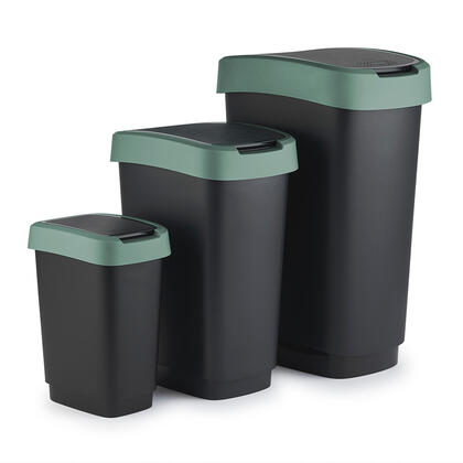 Odpadkový koš SWING TWIST černá a krémově zelená