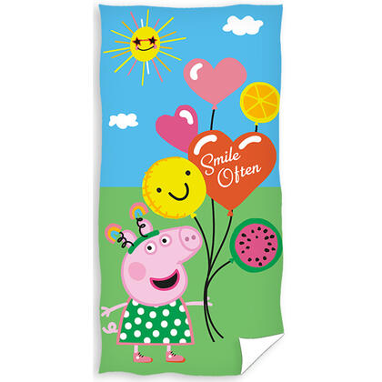 Dětská osuška PRASÁTKO PEPINA s balónky 70 x 140 cm 1
