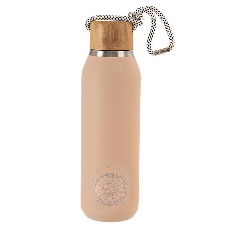 Stainless Steel Thermal Bottle FLOWER, pink 600 ml