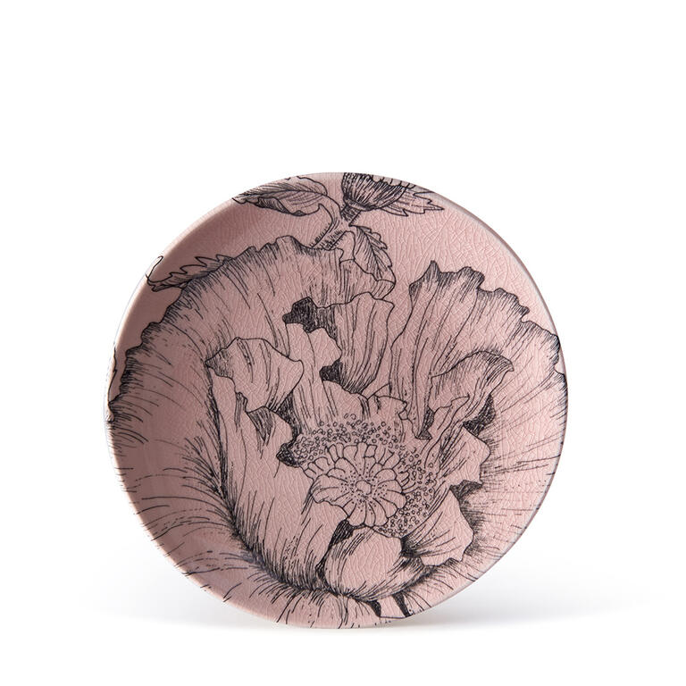 Levně Keramický dezertní talíř FLORA 21 cm růžová
