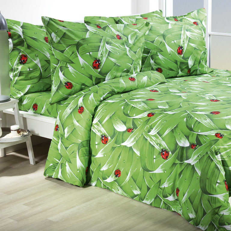 Bavlněné ložní povlečení Lily zelené, francouzská postel 1