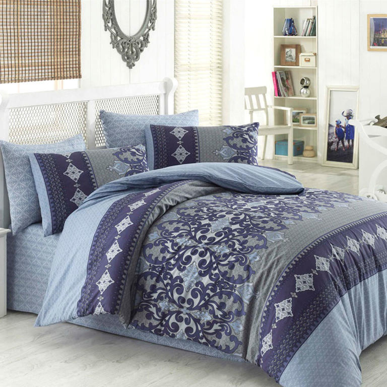 Bavlněné ložní povlečení LAUREN modré, francouzská postel 1