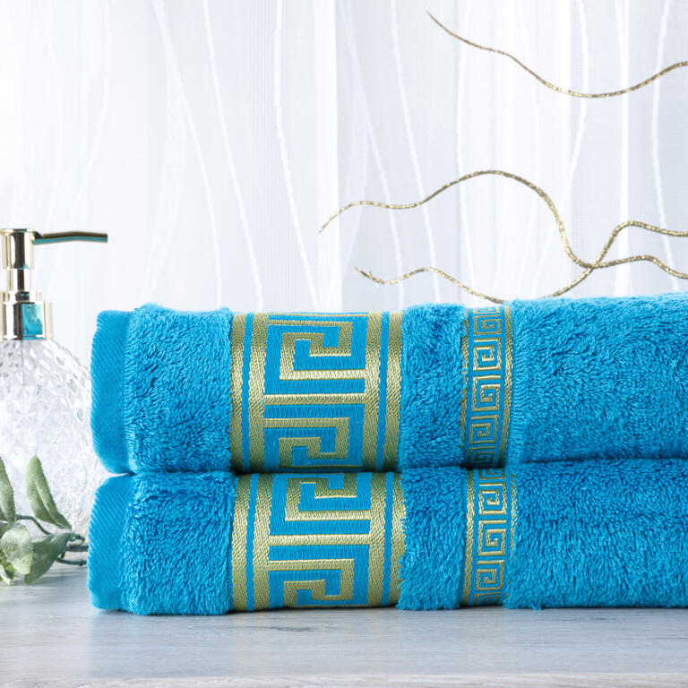 Levně Sada 2 kusů bambusových ručníků ROMA tyrkysová 50 x 100 cm