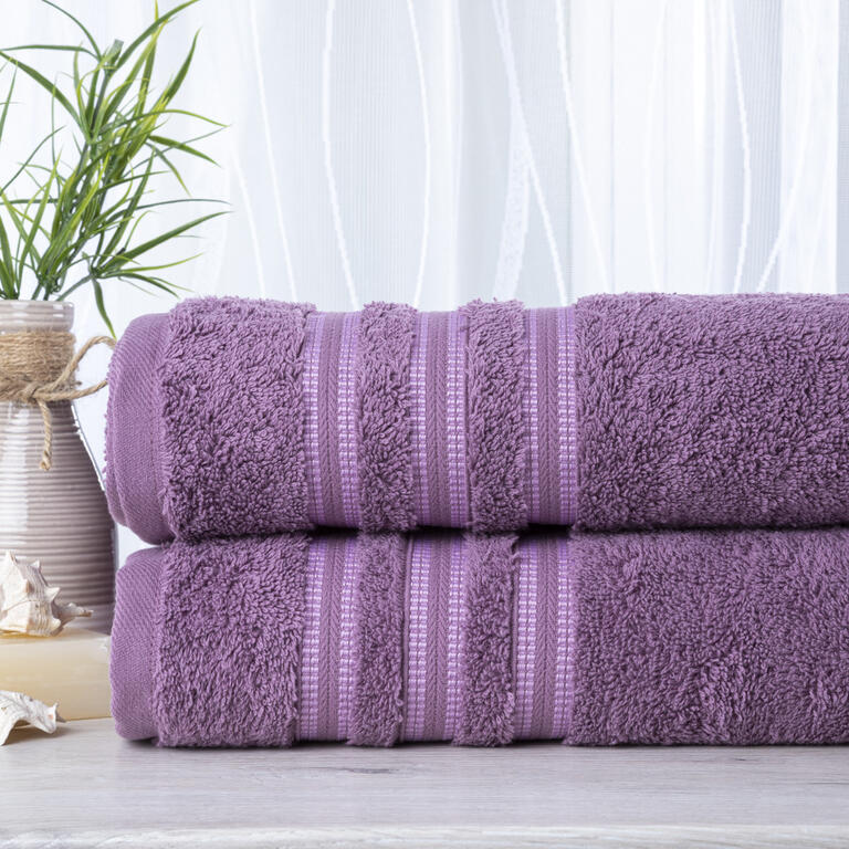 Sada 2 kusů froté ručníků FIRUZE tmavě fialová 50 x 100 cm 1