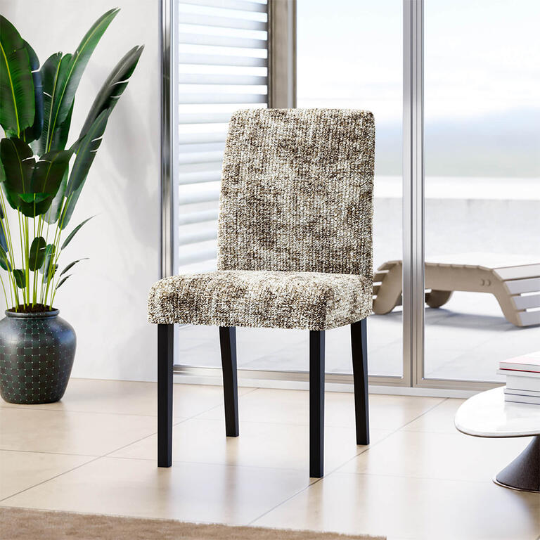 Levně Bielastické potahy MARMO béžové židle s opěradlem 2 ks (45 x 45 x 50 cm)