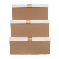 Dárková papírová krabice se stuhou zlatá + bílá, 3 ks vel. M 3