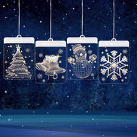 Vánoční světelná dekorace do okna STROMEK A ZVONKY, sada 2 ks 4